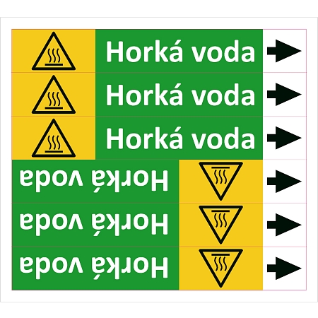 Značení potrubí ISO 20560, horká voda